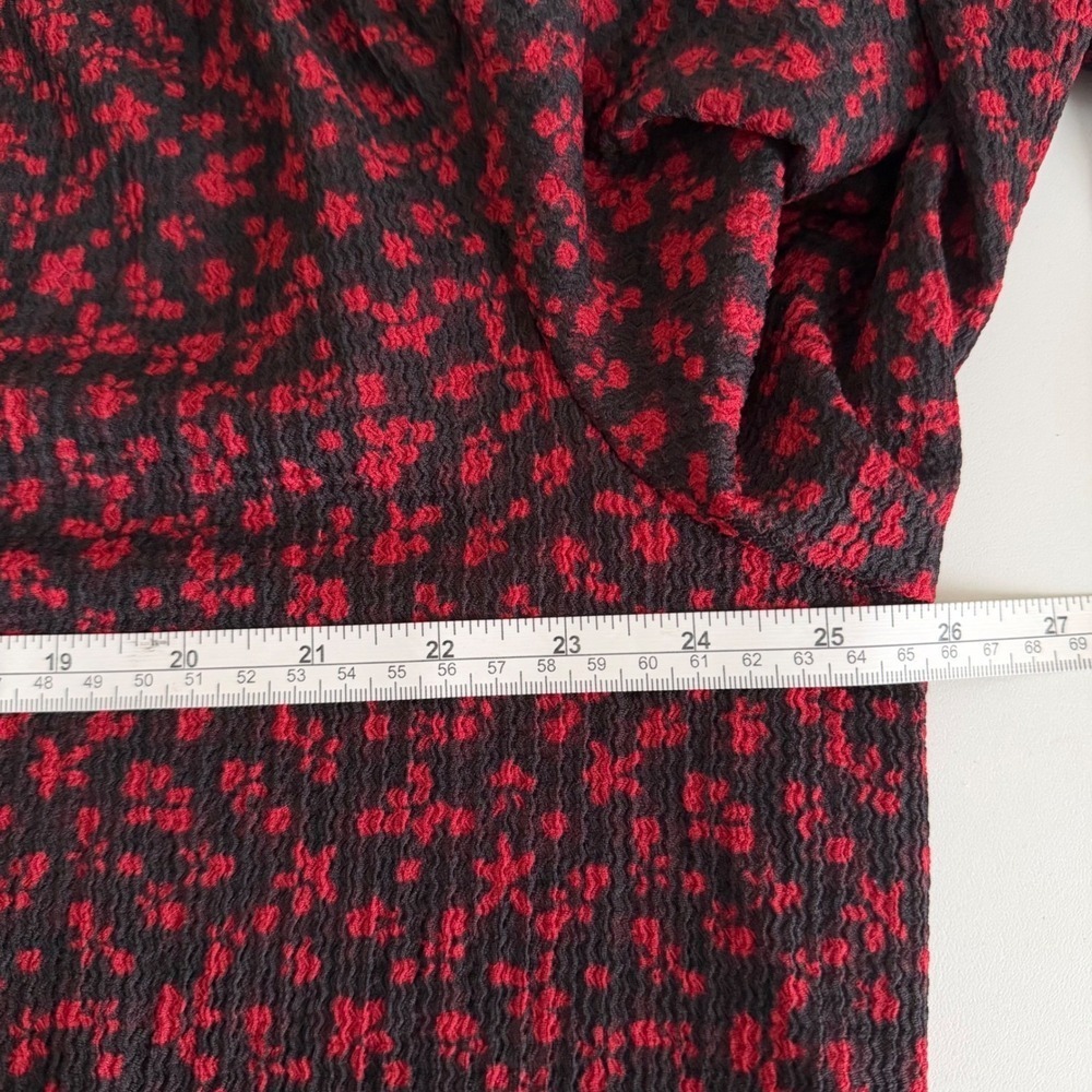 Sandra Darren Red Black Floral Crepe Tiered V-Neck boho cottagecore Dress 3X - Picture 5 of 12